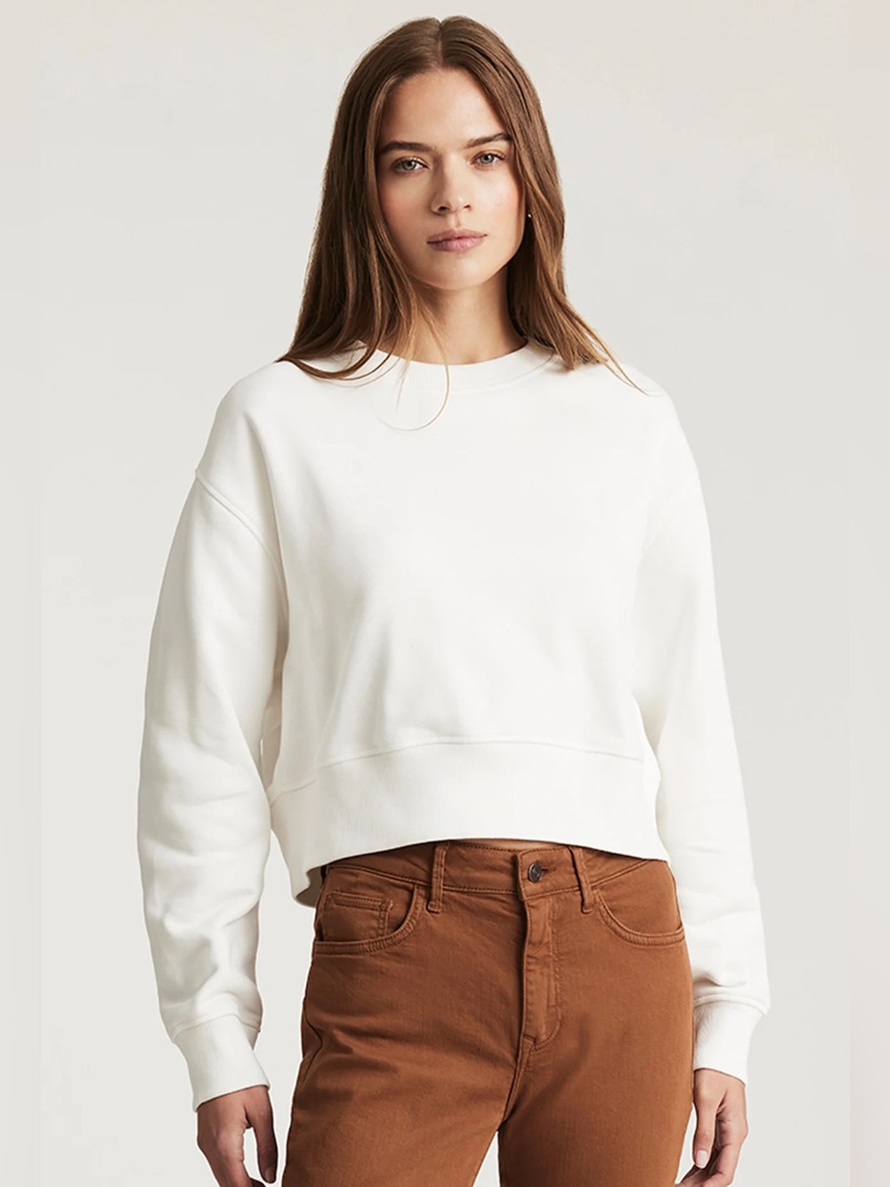 Cotton On Cropped Crewneck Sweatshirt in Off White
